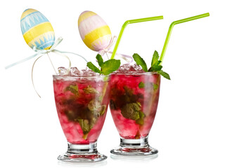 Two Easter red mojito cocktails
