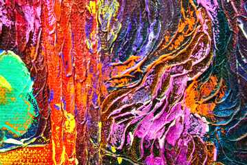 Colorful abstract oil painting art background. Texture of canvas and oil.
