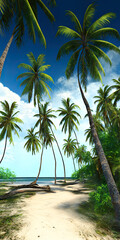 Obraz na płótnie Canvas Beautiful landscape of tropical beach with turquoise water. Ai generative
