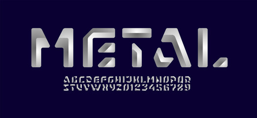 3D abstract hi tech techno alphabet font, for your future space design logo or brand name or game, vector illustration 10EPS