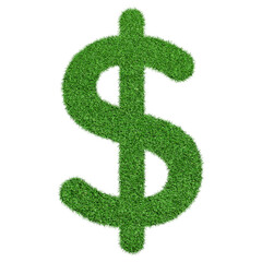 Dollar sign icon made from Green grass isolated on transparent background PNG file.