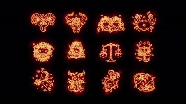 Zodiac Signs Transparent Alpha Video