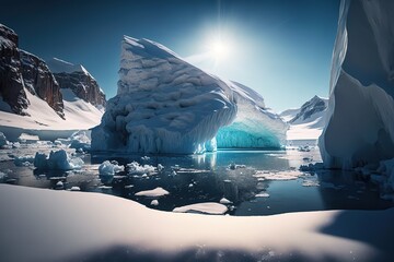Iceberg landscape in Antarctica, ice. Generate by AI