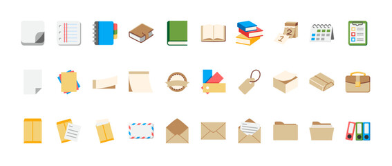 Set of Stationery flat icons 