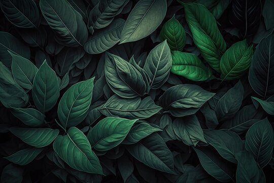 Green leaf texture, abstract background, nature background, tropical leaf Generative AI