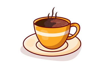 Illustration of a coffee cup with foam cartoon vector white background