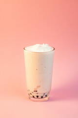 milkshake on pink background 