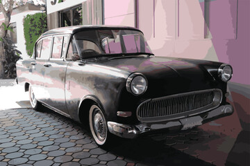 Fototapeta na wymiar classic car vector retro style