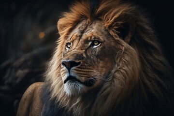 Fototapeta premium The Majestic King: A Stunning Photo of a Lion. Generative