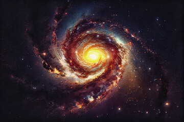 Spiral galaxy in space. Universe, stars and planets, Astronomy.Generative AI.