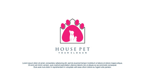 House pet logo with creative and unique style concept design premium vector