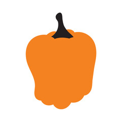 Orange pumpkin silhouette with black tail. isolated on a white background. Flat design style. clipart. vector illustration