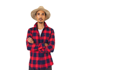 Farmer young black man with hat isolated