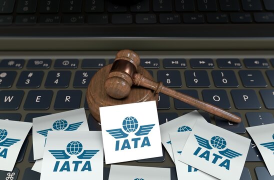  IATA, The International Air Transport Association, gavel of justice - social media background