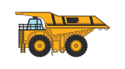 Vector illustration Hand drawn color children construction large size mining truck construction machine clipart