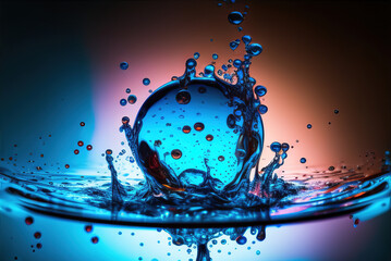 Water splash on colorful background. Like a macro photo Ai generated illustration - 572647282