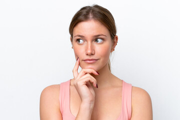 Young caucasian woman isolated on white background . Portrait