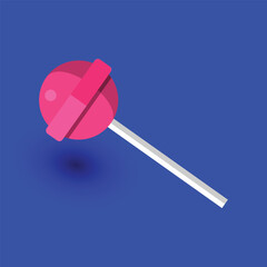 Lollipop flat Icon vector isolated on blue background