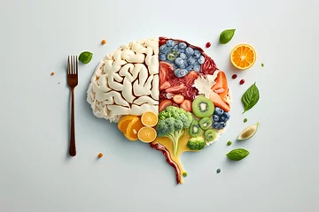 Deurstickers Brain with fruits, concept of healthy living and eating healthy food © Artofinnovation