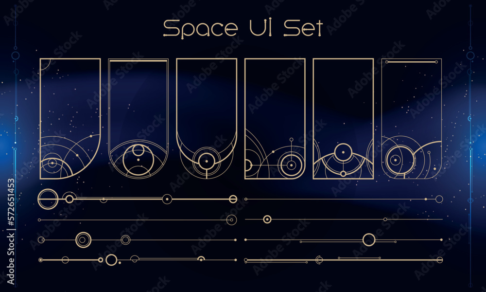 Sticker set of tribal user interface elements. space ethnic hud. good for game ui. vector illustration eps10