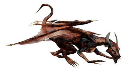 3D Rendering Fairy Tale Dragon on White