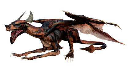 3D Rendering Fairy Tale Dragon on White