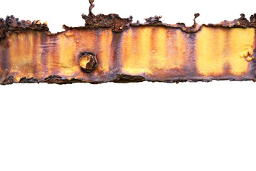 The old zinc for the wall is rusty and dirty isolated on white background.