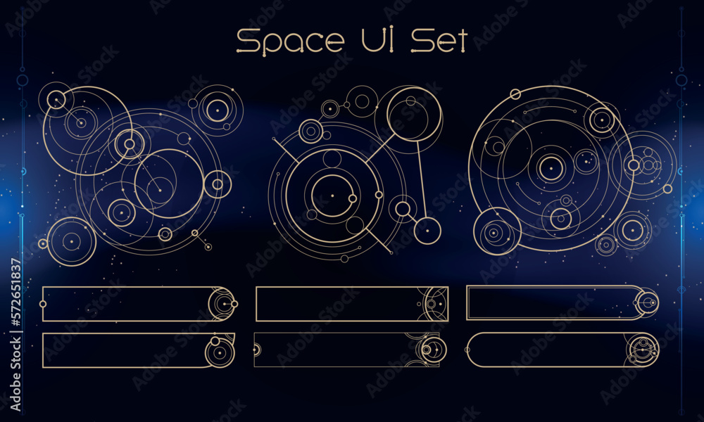 Wall mural set of tribal user interface elements. space ethnic hud. good for game ui. vector illustration eps10