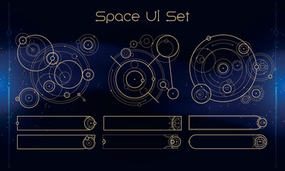 Set of Tribal User Interface Elements. Space ethnic HUD. Good for game UI. Vector Illustration EPS10