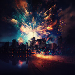 Fireworks over the city, Generative AI