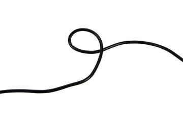 black wire cable of usb and adapter isolated on white background.