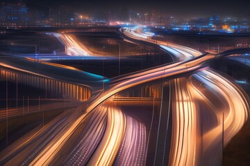 traffic on highway at night-Generate AI