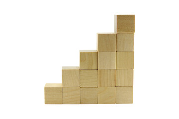 wooden toys, square wooden blocks isolated on white background.