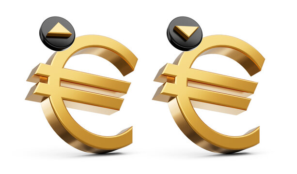 Gold 3d euro sign on white 3d illustration
