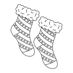 Cozy warm socks. Hand drawn illustration in doodle style.