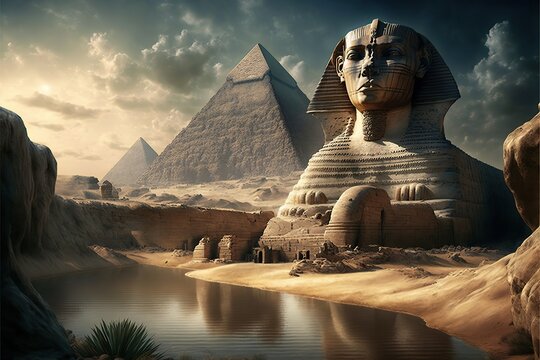 Generative ai the great pyramids and the Sphinx in ancient Egypt