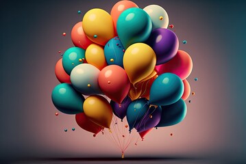 Composition of a bouquet of colorful balloons for a children's birthday party or other celebration. Generative AI