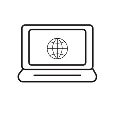 laptop globe icon on metal button