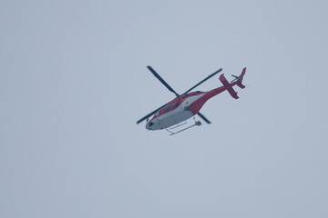 shot of helicopter in the sky, rescue helicopter