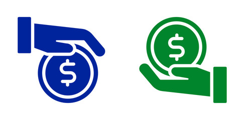 icon flat give and take, hands, coins. vector illustration