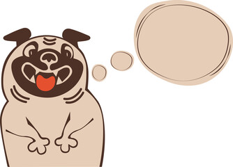 Pug dog with quote bubble your text here
