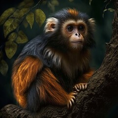 Fototapeta premium Callicebus barbarabrownae Monkey Generative AI