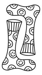 Cute doodle couple of socks from the collection of girly stickers. Cartoon white and black vector illustration.