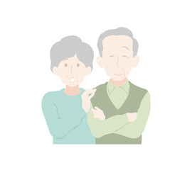 Obraz premium 寄り添って喜びを分かち合うシニア夫婦、男女