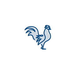 Rooster outline logo, simple vector illustration of a rooster or cock. Elegant one line chinese rooster for children or business usage. Outlined wildlife or zoo.