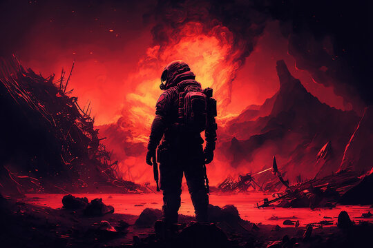 The Aftermath of a War on Mars. Created with Generative AI.