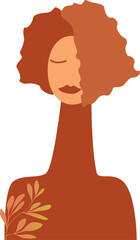 Autumn surreal art Girl portrait  Modern young woman Bright illustration Font view