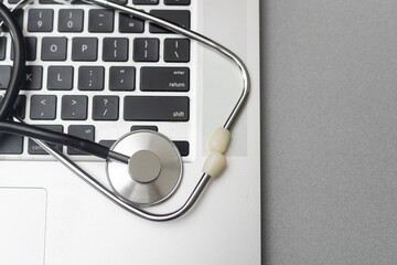 stethoscope on keyboard, illness, medicine