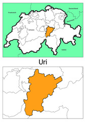 Schweiz Landkarte mit dem Kanton Uri Karte detailiert