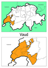 Schweiz Landkarte mit dem Kanton Vaud Karte detailiert